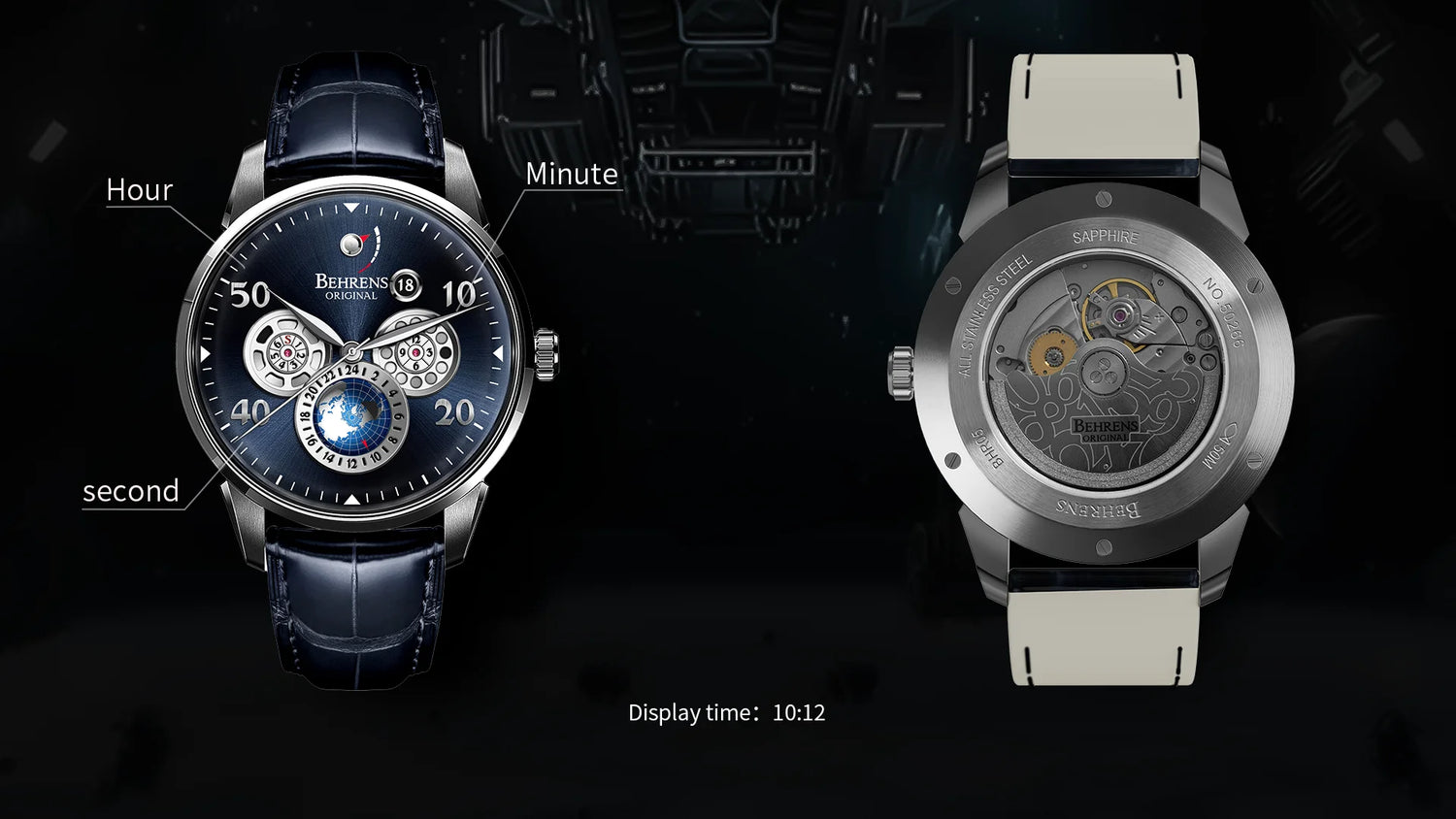 behrens star trek watch front back display