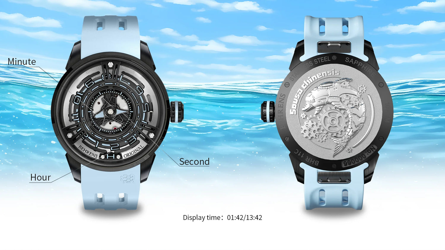 behrens original starship-II mechanical watches series watch front_back display