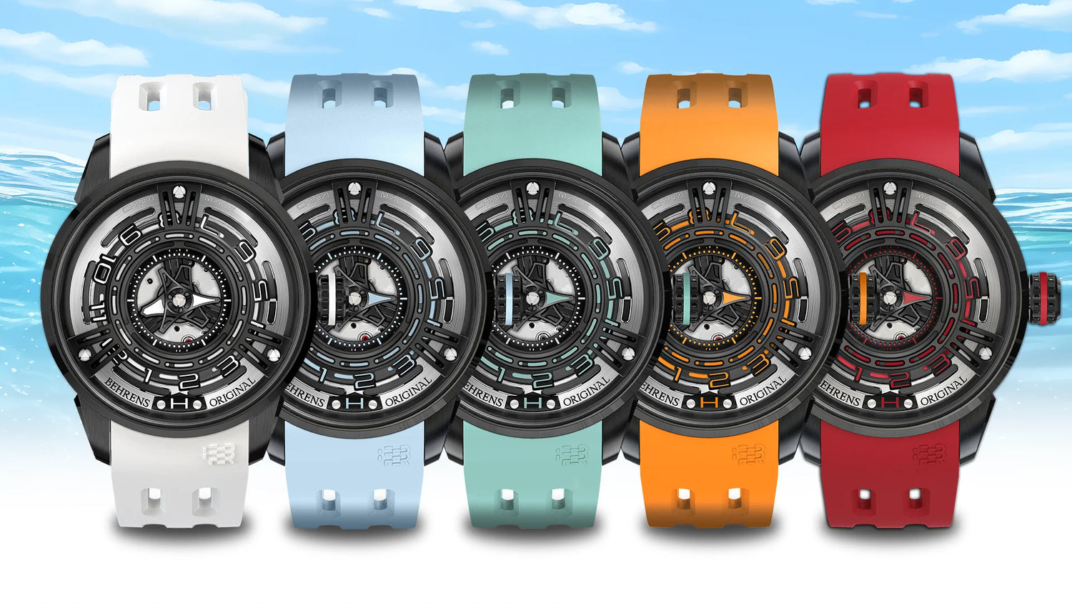 behrens original starship-II mechanical watches series watch color variations