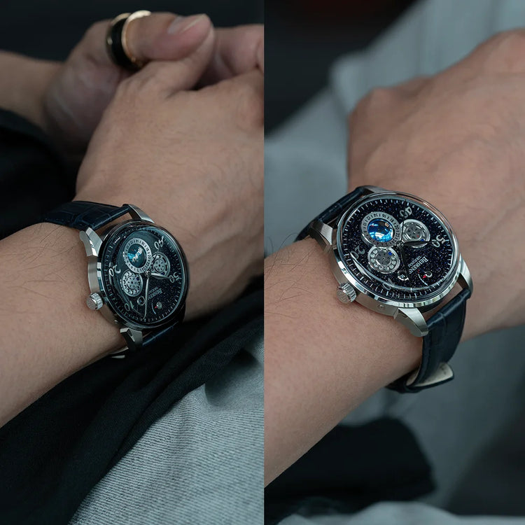 behrens original mechanical watches series star trek on wrist display
