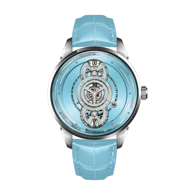 behrens-original-mechanical-watch-interstellar-travel-sky-blue-dial-with-leather-strap